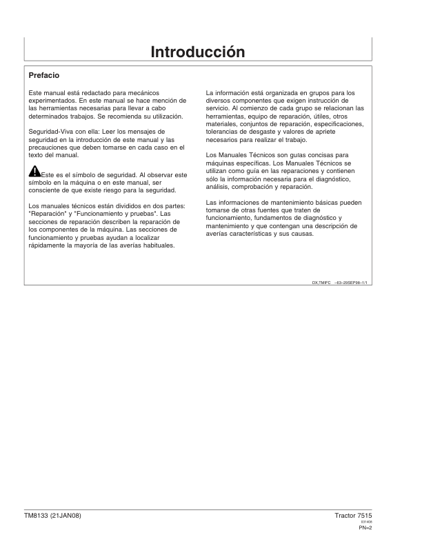 John Deere 7515 Tractors Repair Manual ES - Image 3
