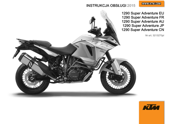 KTM 1290 Super Adventure Motorcycle Operators Manual - Image 2