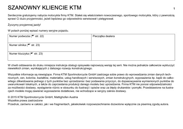 KTM 1290 Super Adventure Motorcycle Operators Manual - Image 3