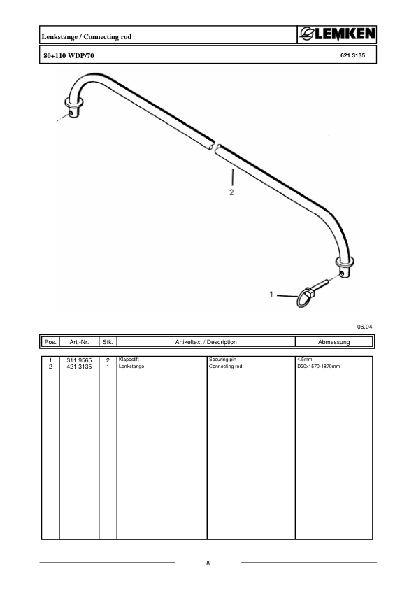 Lemken VarioPack 80 DP 70 Furrow Press Spare Parts Catalogue - Image 6