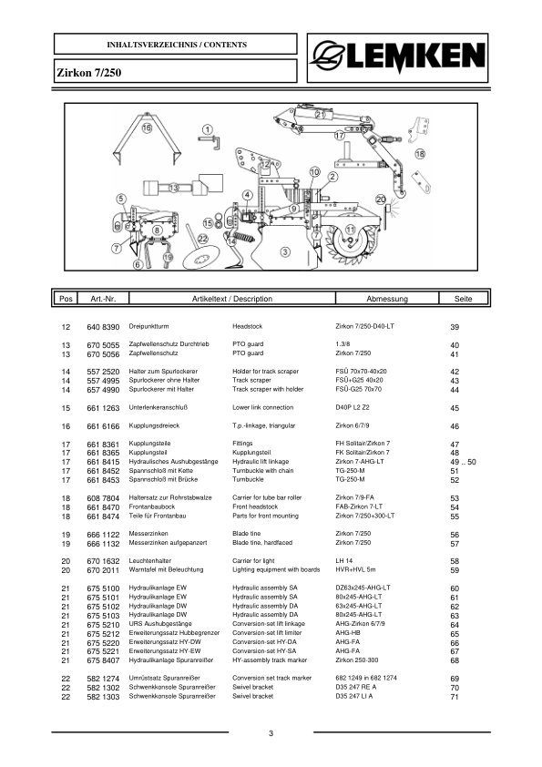 Lemken Zirkon 7 250 Furrow Press Spare Parts Catalogue - Image 4