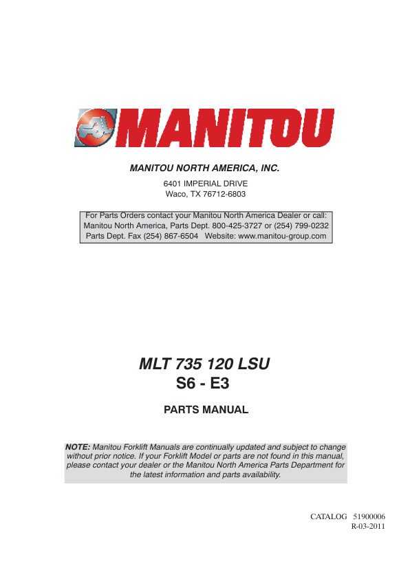 Manitou MLT735 Telehandler Parts Manual - Image 2