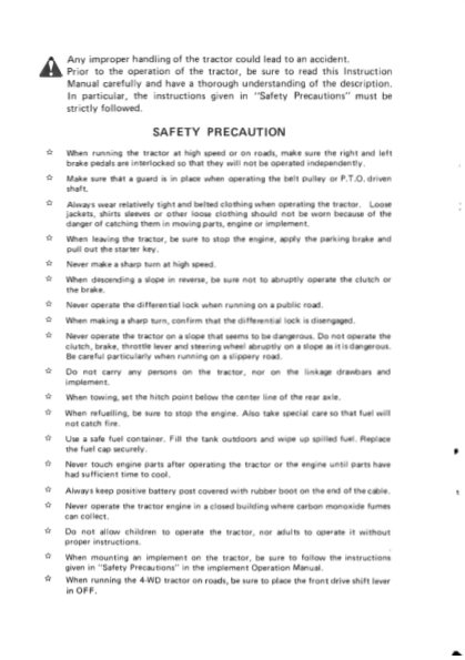 Mitsubishi MT373D MT373 S373D S373 Tractor Operation Manual - Image 11