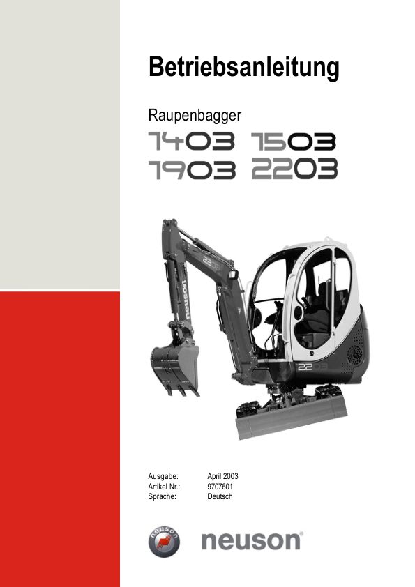 Neuson 1403 2203 Crawler Excavators Operators Manual DE - Image 2