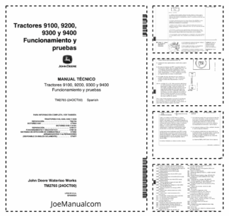 John Deere 9100 9200 9300 9400 Tractor Technical Manual ES
