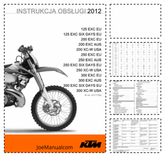 KTM 125 200 250 300 EXC XC W SIX DAYS Motorcycle Operators Manual PL