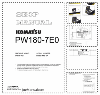Komatsu PW180-7E0 Excavators Service Manual