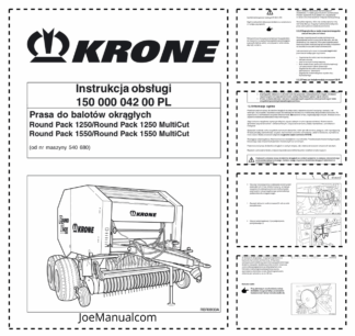 Krone Round Pack 1270 1550 Baler Operators Manual
