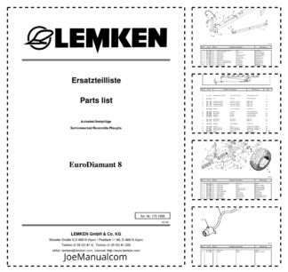 Lemken EuroDiamant 8 Semi-mounted Reversible Plough Spare Parts Catalogue