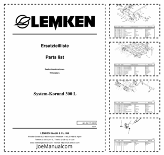 Lemken Korund 300 L Furrow Press Spare Parts Catalogue