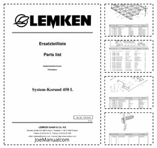 Lemken Korund 450 L Furrow Press Spare Parts Catalogue