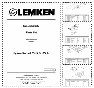 Lemken Korund 750 L K Furrow Press Spare Parts Catalogue