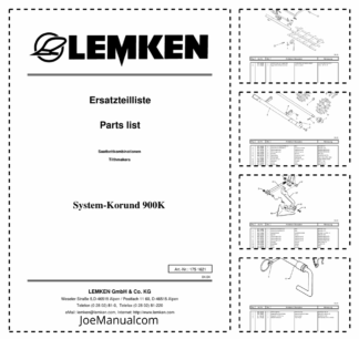 Lemken Korund 900 K Furrow Press Spare Parts Catalogue