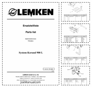 Lemken Korund 900 L Furrow Press Spare Parts Catalogue
