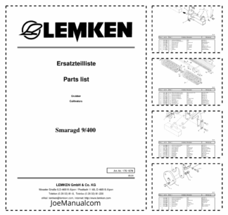 Lemken Smaragd 9-400 K Furrow Press Spare Parts Catalogue