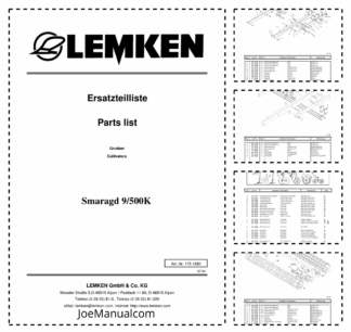 Lemken Smaragd 9-500 K Furrow Press Spare Parts Catalogue