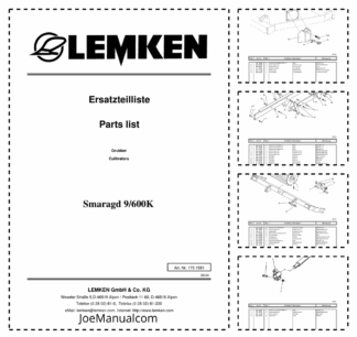 Lemken Smaragd 9-600 K Furrow Press Spare Parts Catalogue
