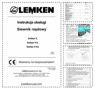 Lemken Solitair 9 9K 9KA Seed Drill Operators Manual PL