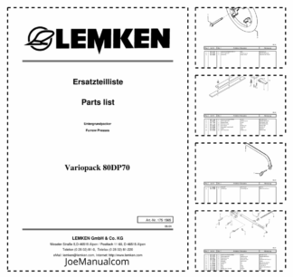 Lemken VarioPack 80 DP 70 Furrow Press Spare Parts Catalogue