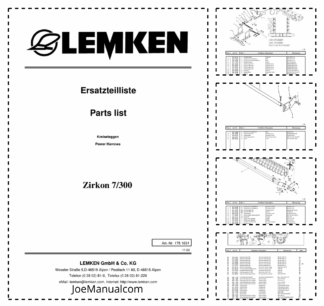 Lemken Zirkon 7 300 Furrow Press Spare Parts Catalogue