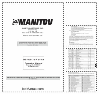 Manitou MLT625 Telehandler Operators Manual