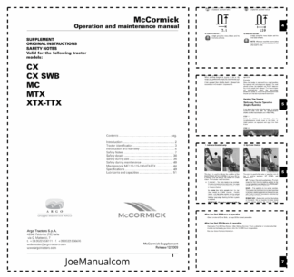 McCormick XTX Tractors Operation and Maintenance Manual