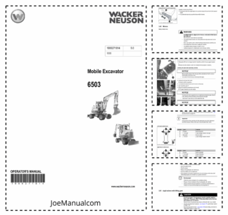 Wacker Neuson 6503 Excavator Operators Manual