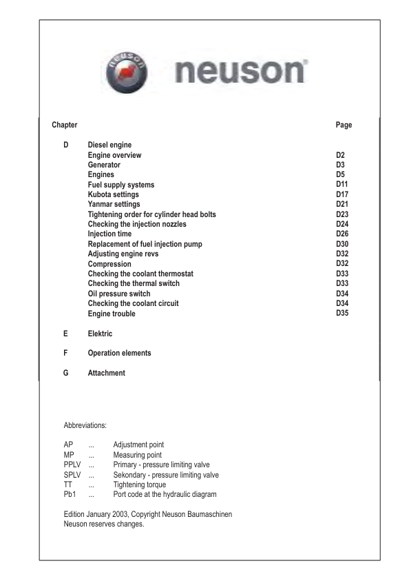 Wacker Neuson 2503 3003 3503 3703 Compact Excavators Service Manual - Image 5