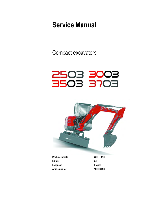 Wacker Neuson 2503 3003 3503 3703 Compact Excavators Service Manual - Image 2