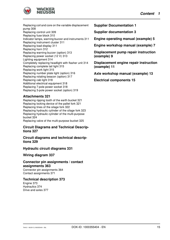 Wacker Neuson TH412 Telehandler Repair Manual - Image 7