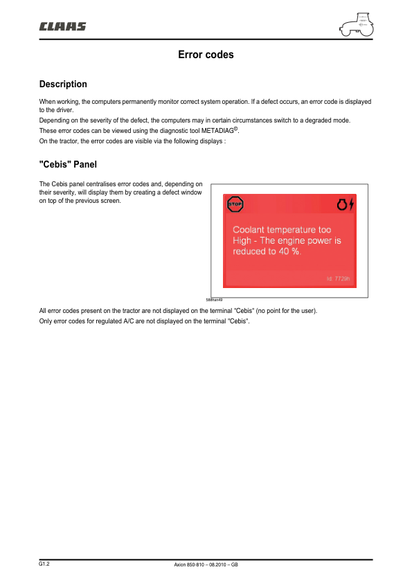Claas Axion 850 810 Tractor Diagnostic List of Error Codes - Image 6