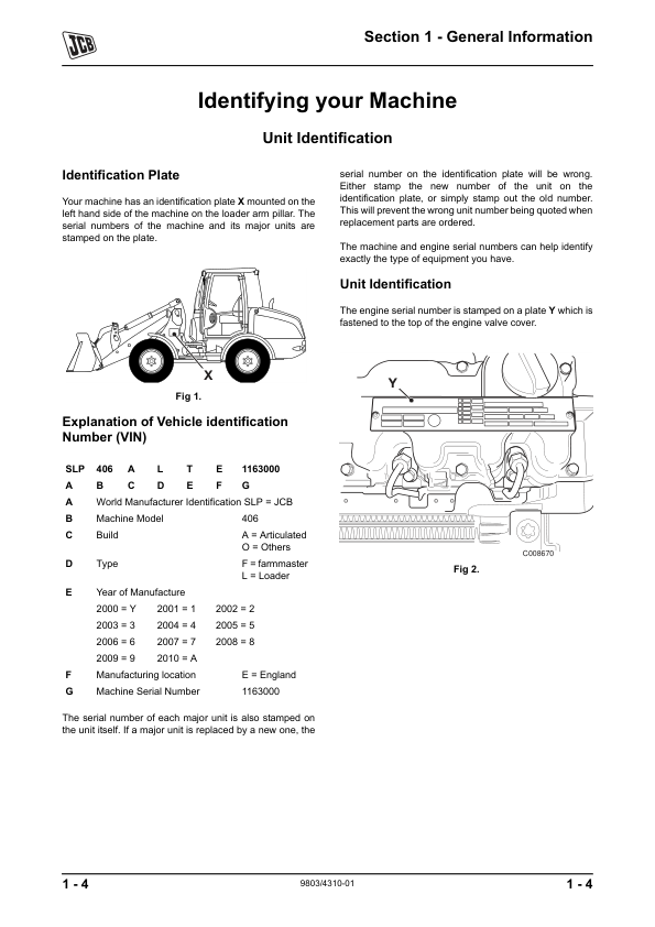 JCB 406 409 Wheeled Loading Shovel Service Manual 9803/4310 - Image 7