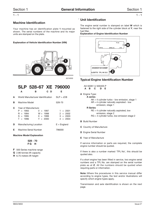 JCB 528-70 528D Loadal Telehandler Service Manual 9803/3650 Printed Book - Image 5