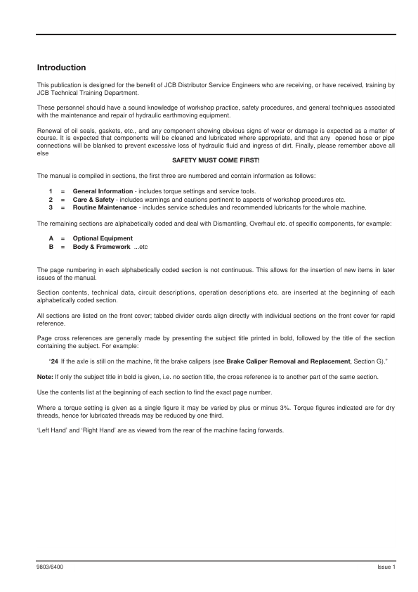 JCB JS200 JS210 JS220 JS240 JS260 Excavators Service Manual 9803/6400 Printed Book - Image 3