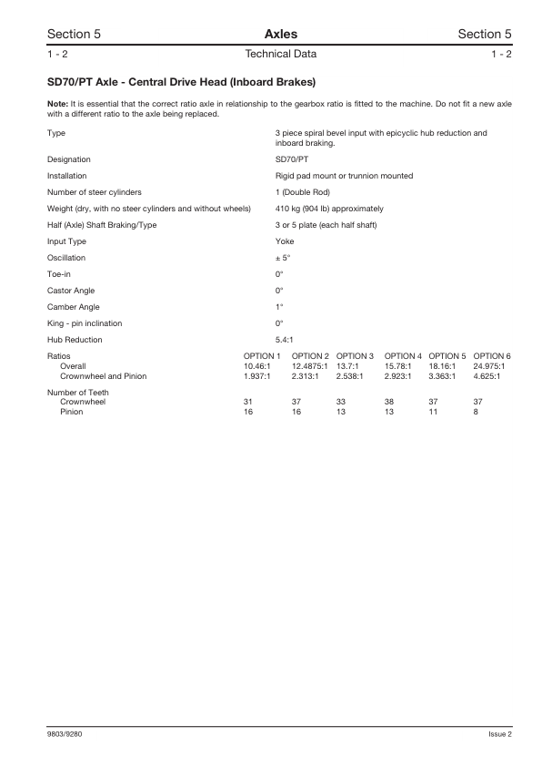 JCB SD70 PT Axle Central Offset Drive Head Service Manual 9803/9280 Printed Book - Image 9