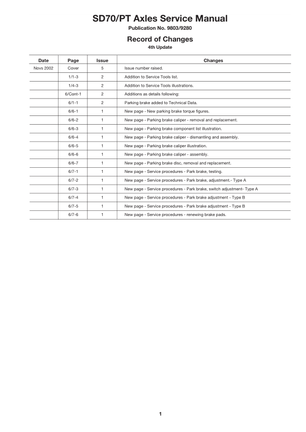 JCB SD70 PT Axle Central Offset Drive Head Service Manual 9803/9280 Printed Book - Image 3