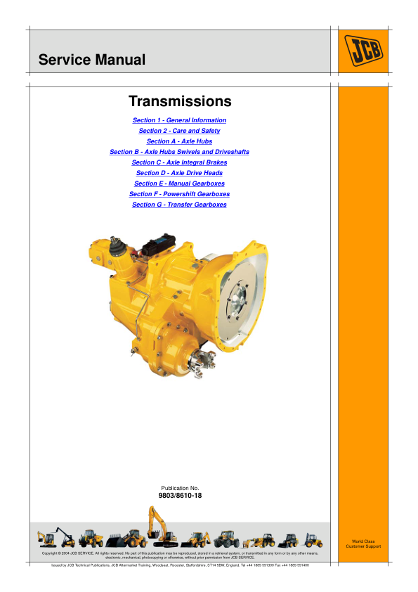 JCB Transmissions Service Manual 9803/8610-18 Printed Book - Image 2