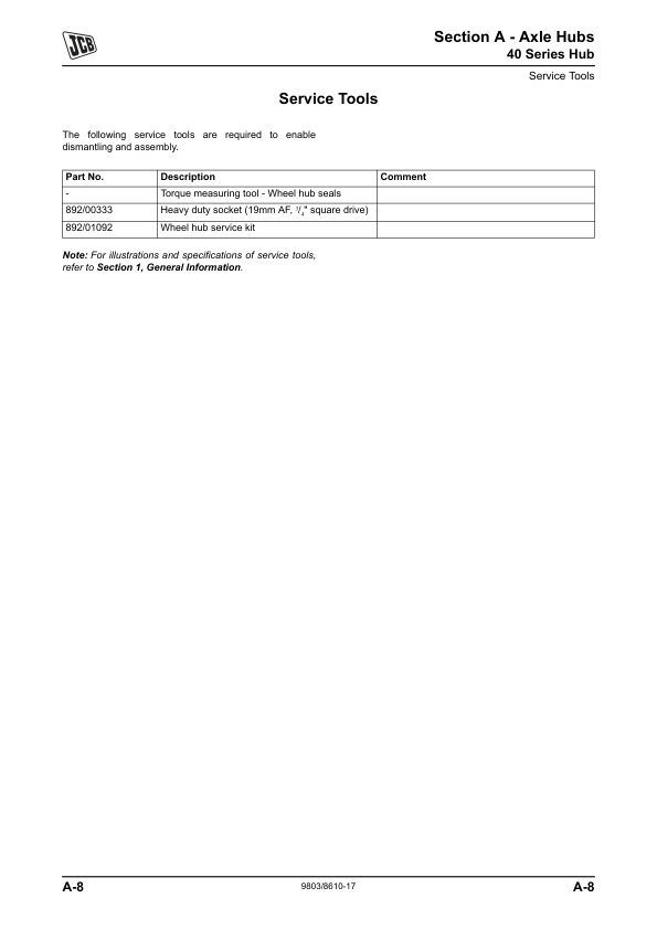 JCB Transmissions Service Manual 9803/8610-18 Printed Book - Image 10