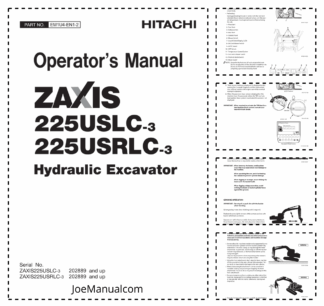 Hitachi Zaxis 225USLC-3 225USRLC-3 Excavator Operators Manual