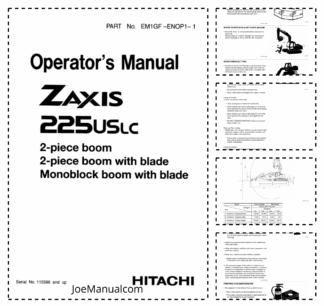 Hitachi Zaxis 225USLC Excavator Operators Manual