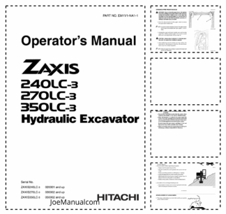 Hitachi Zaxis 240LC-3 270LC-3 350LC-3 Excavator Operators Manual