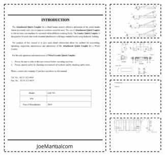 Hyundai HL770-9S Wheel Loader Quick Coupler Pallet Fork Operation Manual