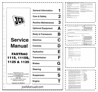 JCB 1115 1115S 1125 1135 Fastrac Tractor Service Manual 9803/8010