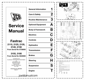 JCB 2115 2125 5135 5140 4150 3155 3185 Fastrac Tractro Service Manual 9803/8020