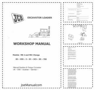 JCB 2D 2DS 3 3C 3CS 3D 700 Backhoe Loader Workshop Manual 9803/1200