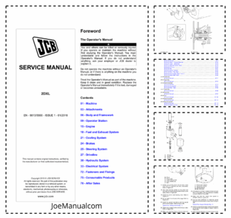 JCB 2DXL Backhoe Loader Service Manual 9813/5500