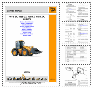 JCB 407B ZX 408B ZX 409B Z 410B ZX 411B ZX Wheel Loader Service Manual 9803/4210