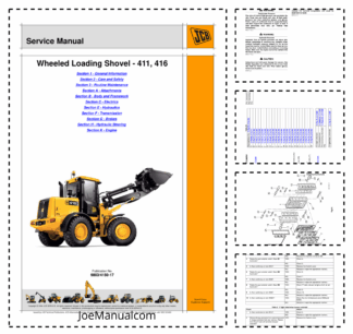 JCB 411 416 Loading Shovel Wheel Loader Service Manual 9803/4150