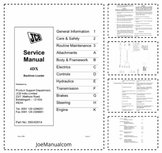 JCB 4DX Backhoe Loader Service Manual 550-42914