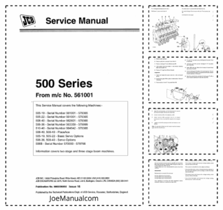 JCB 505 506 508 510 506B Telehandler Service Manual 9803-3600U